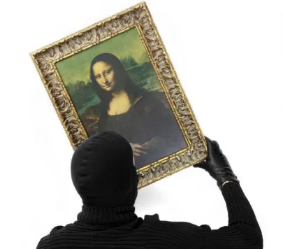 Imagen de un cuadro de la Mona Lisa que está siendo robado