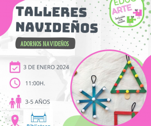 Cartel del taller navideño de adornos EducArte