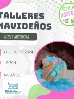Cartel del taller navideño de nieve artificia EducArte