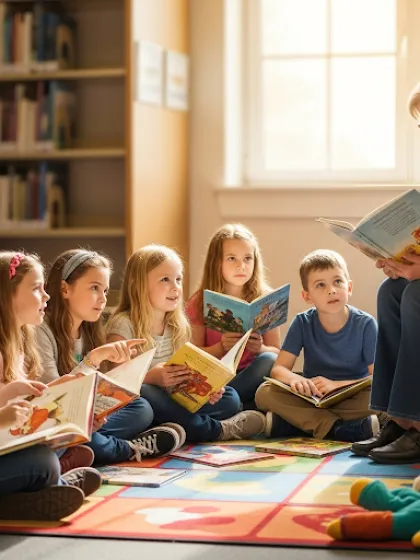 Imagen creada con IA grupo de niños leyendo