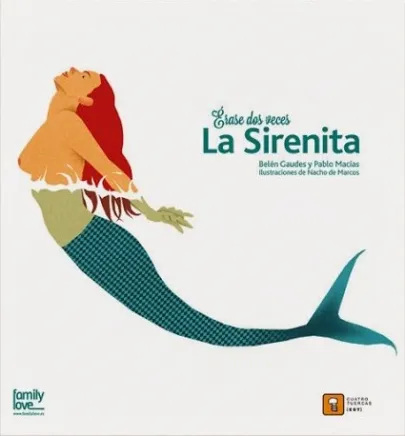 Sirenita con el pelo rojo saliendo del agua