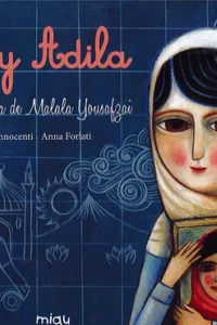 Ilustración de una niña árabe con una fotografía de otra niña
