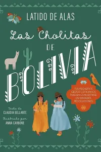 Cubierta verde con la ilustración de dos cholitas y una llama.