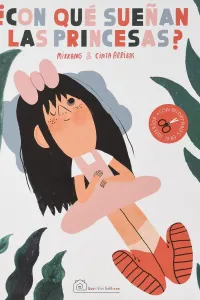Ilustración de niña tumbada con un ojo cerrado y otro abierto